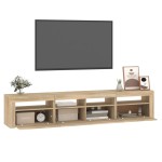 vidaXL Comodă TV cu lumini LED, stejar sonoma, 210x35x40 cm