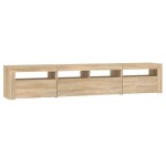 vidaXL Comodă TV cu lumini LED, stejar sonoma, 210x35x40 cm