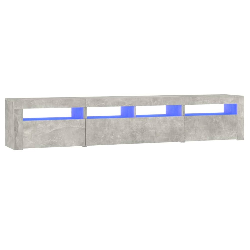vidaXL Comodă TV cu lumini LED, gri beton, 210x35x40 cm