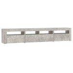 vidaXL Comodă TV cu lumini LED, gri beton, 210x35x40 cm vidaXL Comodă TV cu lumini LED, gri beton, 210x35x40 cm