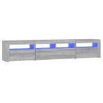 vidaXL Comodă TV cu lumini LED, gri sonoma, 210x35x40 cm