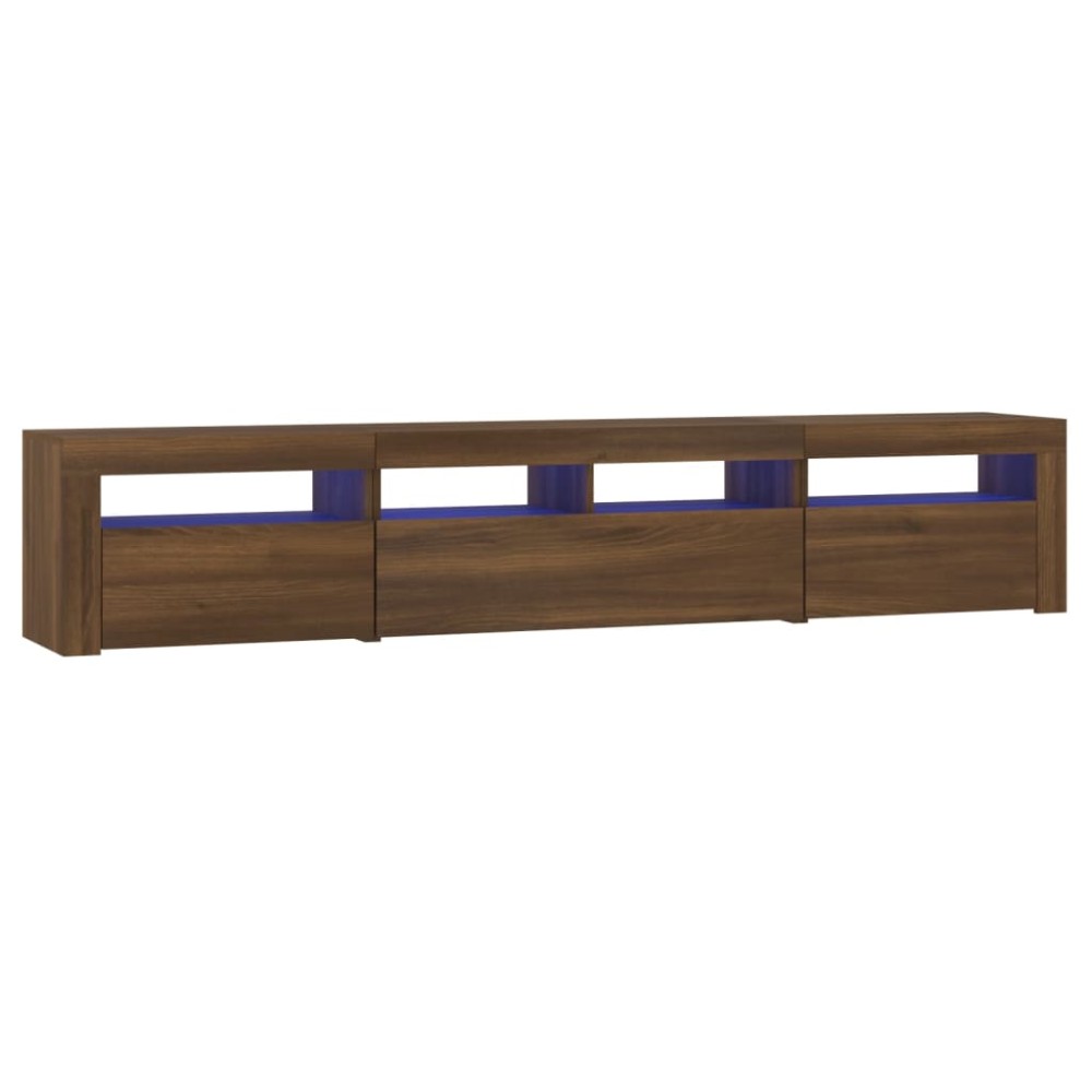vidaXL Comodă TV cu lumini LED, stejar maro, 210x35x40 cm