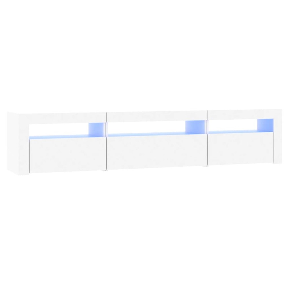 vidaXL Comodă TV cu lumini LED, alb, 195x35x40 cm
