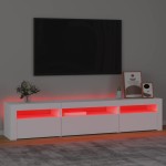 vidaXL Comodă TV cu lumini LED, alb, 195x35x40 cm vidaXL Comodă TV cu lumini LED, alb, 195x35x40 cm