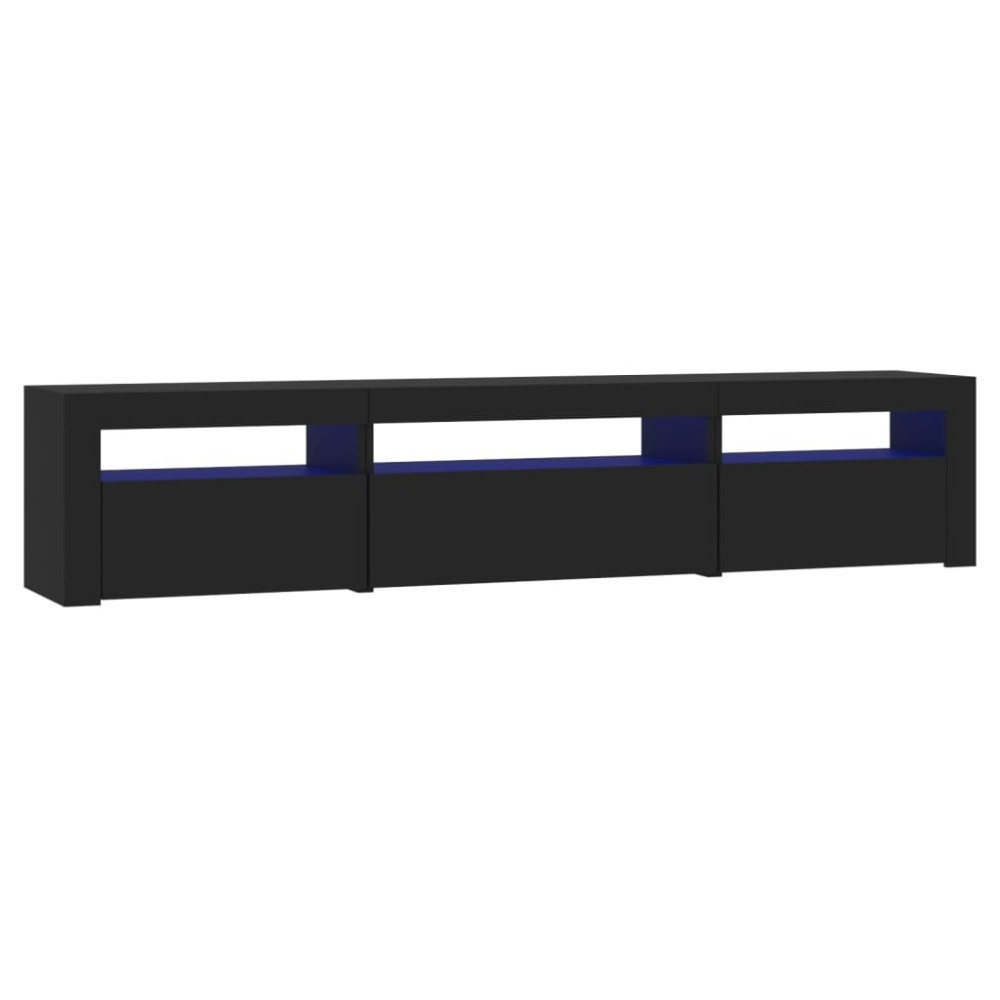 vidaXL Comodă TV cu lumini LED, negru, 195x35x40 cm