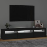 vidaXL Comodă TV cu lumini LED, negru, 195x35x40 cm