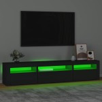 vidaXL Comodă TV cu lumini LED, negru, 195x35x40 cm