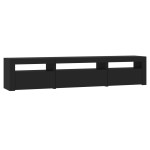 vidaXL Comodă TV cu lumini LED, negru, 195x35x40 cm