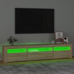 vidaXL Comodă TV cu lumini LED, stejar sonoma, 195x35x40 cm