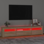 vidaXL Comodă TV cu lumini LED, stejar sonoma, 195x35x40 cm