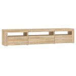 vidaXL Comodă TV cu lumini LED, stejar sonoma, 195x35x40 cm
