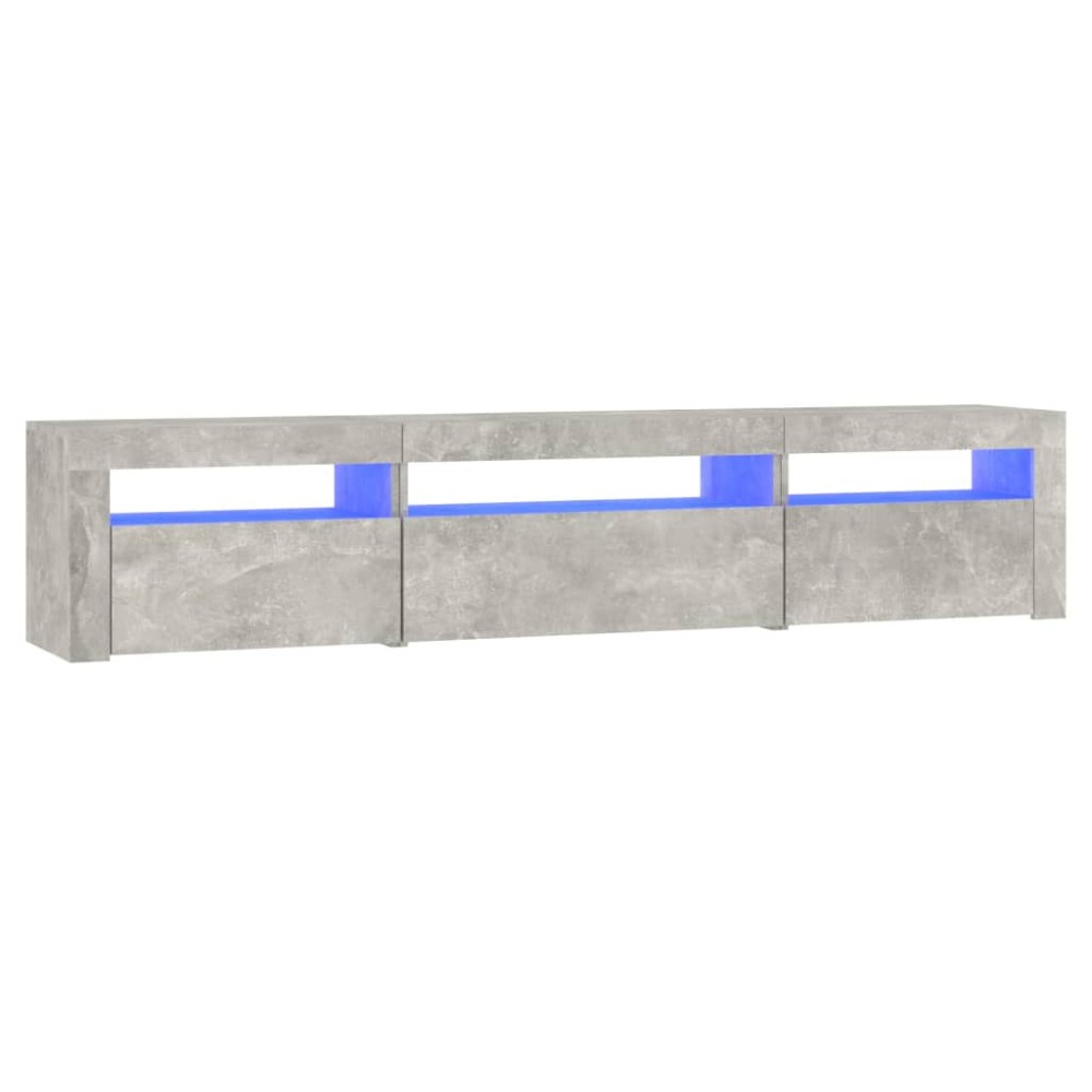 vidaXL Comodă TV cu lumini LED, gri beton, 195x35x40 cm