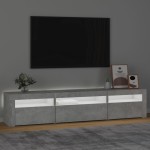 vidaXL Comodă TV cu lumini LED, gri beton, 195x35x40 cm vidaXL Comodă TV cu lumini LED, gri beton, 195x35x40 cm