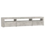 vidaXL Comodă TV cu lumini LED, gri beton, 195x35x40 cm vidaXL Comodă TV cu lumini LED, gri beton, 195x35x40 cm