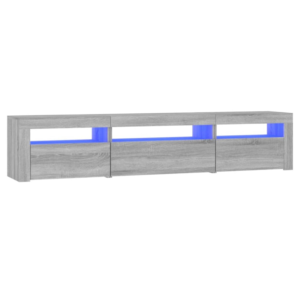 vidaXL Comodă TV cu lumini LED, gri sonoma, 195x35x40 cm