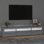 vidaXL Comodă TV cu lumini LED, gri sonoma, 195x35x40 cm vidaXL Comodă TV cu lumini LED, gri sonoma, 195x35x40 cm
