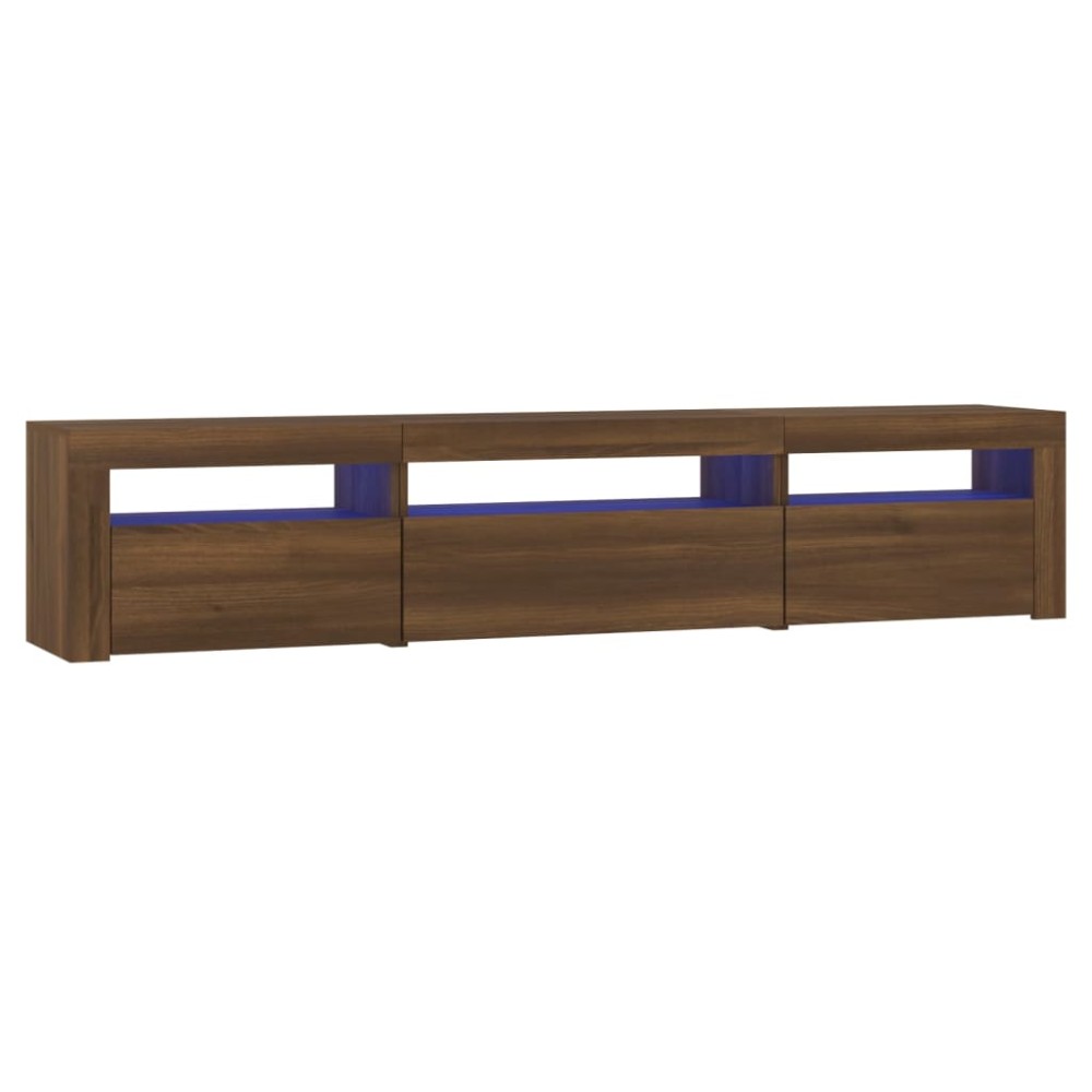 vidaXL Comodă TV cu lumini LED, stejar maro, 195x35x40 cm