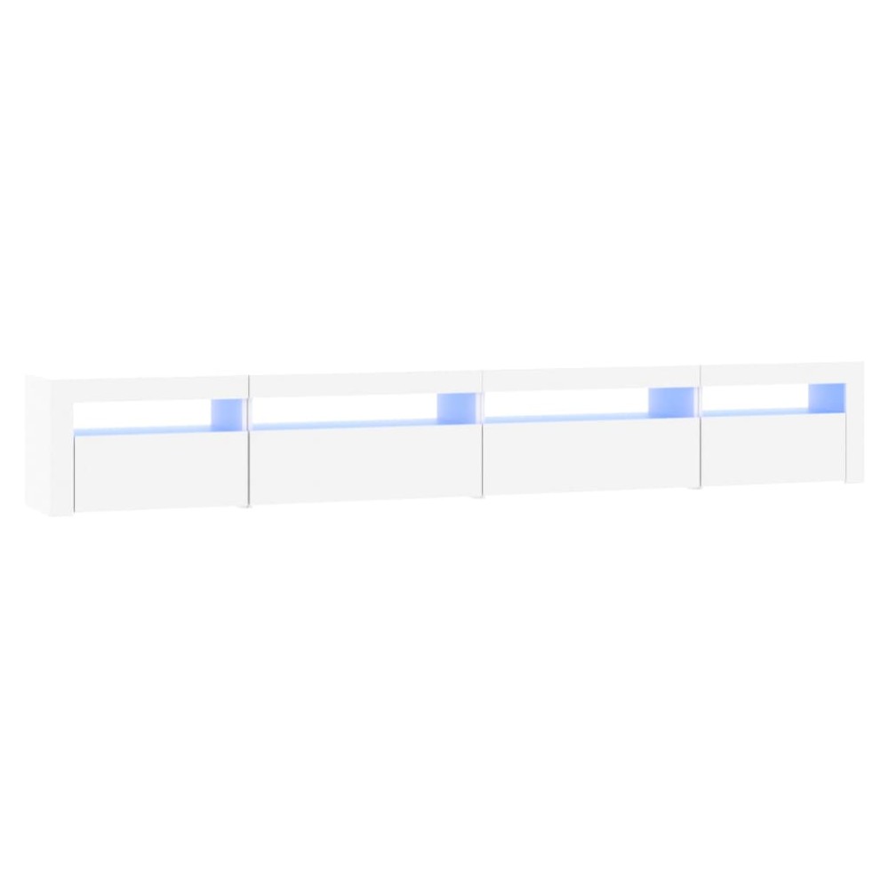 vidaXL Comodă TV cu lumini LED, alb, 270x35x40 cm