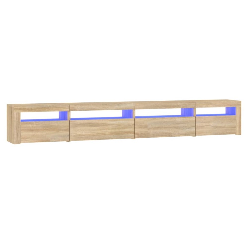 vidaXL Comodă TV cu lumini LED, stejar sonoma, 270x35x40 cm