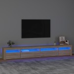 vidaXL Comodă TV cu lumini LED, stejar sonoma, 270x35x40 cm