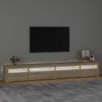 vidaXL Comodă TV cu lumini LED, stejar sonoma, 270x35x40 cm