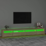 vidaXL Comodă TV cu lumini LED, stejar sonoma, 270x35x40 cm