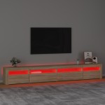 vidaXL Comodă TV cu lumini LED, stejar sonoma, 270x35x40 cm