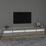 vidaXL Comodă TV cu lumini LED, gri beton, 270x35x40 cm