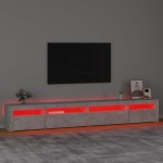vidaXL Comodă TV cu lumini LED, gri beton, 270x35x40 cm