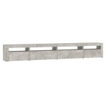 vidaXL Comodă TV cu lumini LED, gri beton, 270x35x40 cm