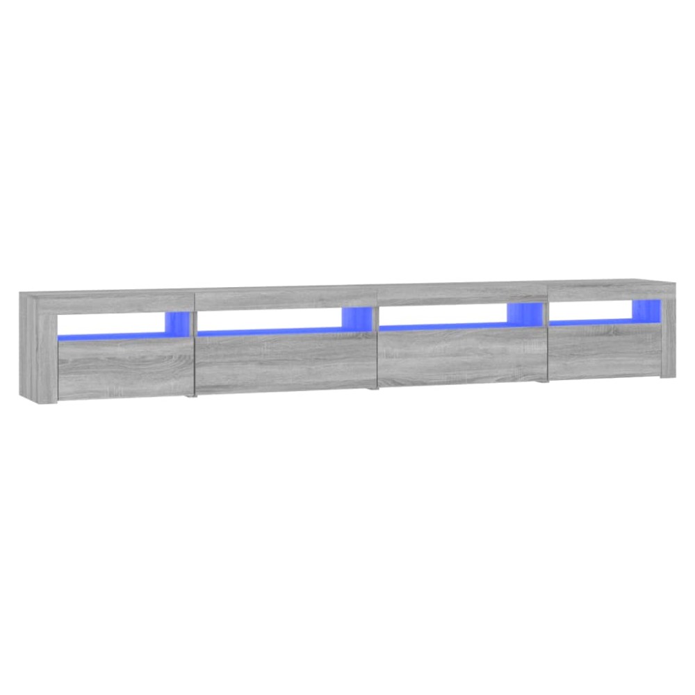 vidaXL Comodă TV cu lumini LED, gri sonoma, 270x35x40 cm