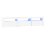 vidaXL Comodă TV cu lumini LED, alb, 180x35x40 cm