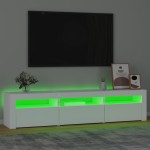 vidaXL Comodă TV cu lumini LED, alb, 180x35x40 cm