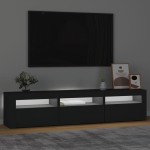 vidaXL Comodă TV cu lumini LED, negru, 180x35x40 cm vidaXL Comodă TV cu lumini LED, negru, 180x35x40 cm