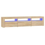 vidaXL Comodă TV cu lumini LED, stejar sonoma, 180x35x40 cm vidaXL Comodă TV cu lumini LED, stejar sonoma, 180x35x40 cm