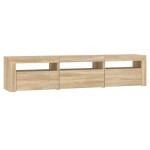 vidaXL Comodă TV cu lumini LED, stejar sonoma, 180x35x40 cm vidaXL Comodă TV cu lumini LED, stejar sonoma, 180x35x40 cm