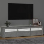 vidaXL Comodă TV cu lumini LED, gri beton, 180x35x40 cm vidaXL Comodă TV cu lumini LED, gri beton, 180x35x40 cm