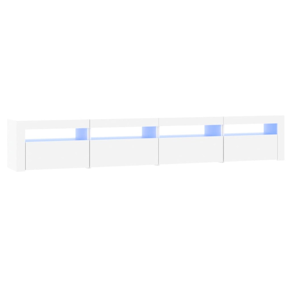 vidaXL Comodă TV cu lumini LED, alb, 240x35x40 cm