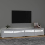 vidaXL Comodă TV cu lumini LED, alb, 240x35x40 cm