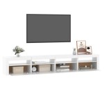 vidaXL Comodă TV cu lumini LED, alb, 240x35x40 cm