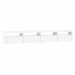 vidaXL Comodă TV cu lumini LED, alb, 240x35x40 cm