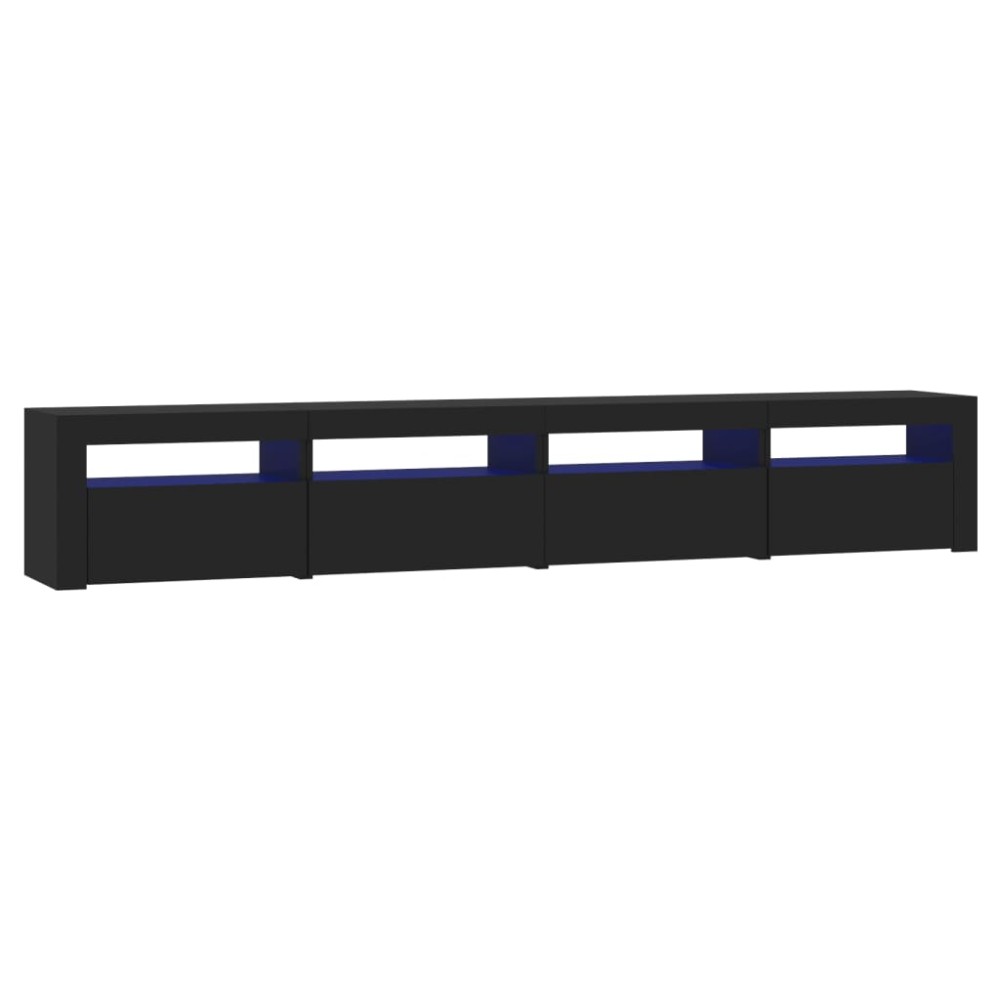 vidaXL Comodă TV cu lumini LED, negru, 240x35x40cm
