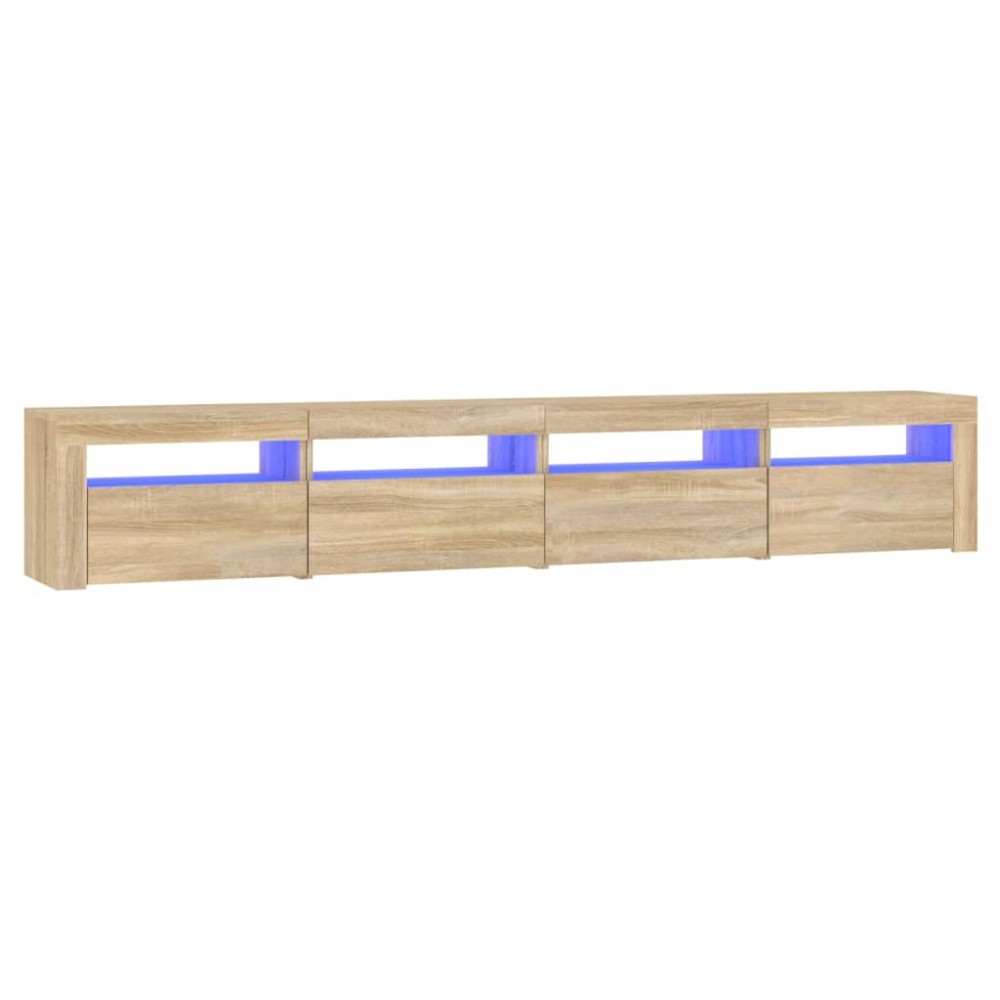 vidaXL Comodă TV cu lumini LED, stejar sonoma, 240x35x40cm