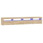 vidaXL Comodă TV cu lumini LED, stejar sonoma, 240x35x40cm
