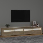 vidaXL Comodă TV cu lumini LED, stejar sonoma, 240x35x40cm