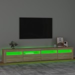 vidaXL Comodă TV cu lumini LED, stejar sonoma, 240x35x40cm