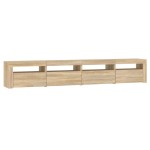 vidaXL Comodă TV cu lumini LED, stejar sonoma, 240x35x40cm