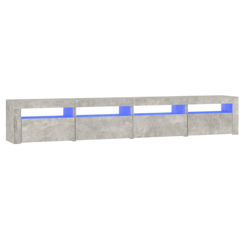 vidaXL Comodă TV cu lumini LED, gri beton, 240x35x40 cm