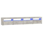 vidaXL Comodă TV cu lumini LED, gri beton, 240x35x40 cm vidaXL Comodă TV cu lumini LED, gri beton, 240x35x40 cm