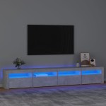 vidaXL Comodă TV cu lumini LED, gri beton, 240x35x40 cm vidaXL Comodă TV cu lumini LED, gri beton, 240x35x40 cm